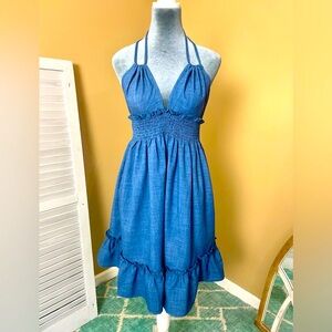 Denim Blue Halter Dress